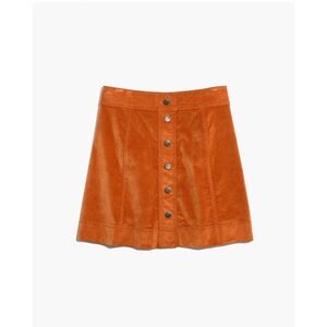 Madewell Velveteen A-Line Mini Button Front Skirt Clean Girl Preppy Minimalist